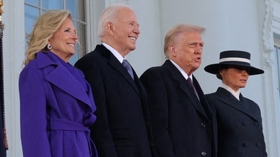 U.S. President-elect Donald Trump and his wife Melania Trump pose for a photo with U.S. President Joe Biden and first lady Jill Biden on inauguration day of Donald Trump's second presidential term in Washington, U.S. January 20, 2025. REUTERS/Carlos Barria     TPX IMAGES OF THE DAY (REUTERS)