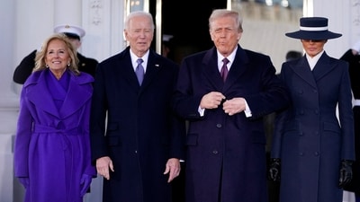 Melania Trump and Donald Trump meet with U.S. President Joe Biden and first lady Jill Biden at the White House. (REUTERS)