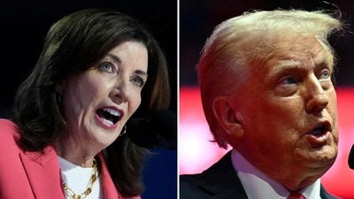 Donald Trump inauguration: Kathy Hochul bucks convention as she orders all flags in New York to be raised to full-staff (AP Photo/Paul Sancya, file, photo by Jim WATSON / AFP) Donald Trump inauguration: Kathy Hochul bucks convention as she orders all flags in New York to be raised to full-staff (AP Photo/Paul Sancya, file, photo by Jim WATSON / AFP)