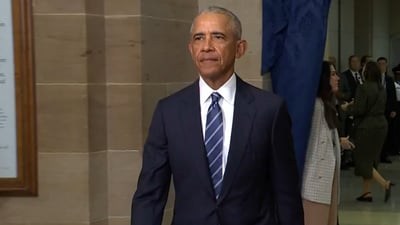 Former US president Barack Obama entered the Capitol Rotunda alone for Donald Trump's oath ceremony. (X/CSPAN) Former US president Barack Obama entered the Capitol Rotunda alone for Donald Trump's oath ceremony. (X/CSPAN)