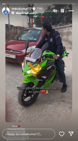 Rinku Singh's father goes on a bike ride.
