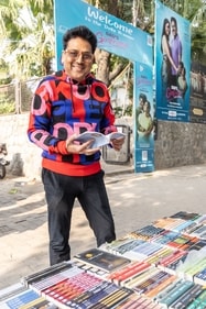 Shailesh Lodha couldn't help but stop by to browse books, upon reaching Shri Ram Centre for Performing Arts in Mandi House. (Photo: Raajessh Kashyap/HT) Shailesh Lodha couldn't help but stop by to browse books, upon reaching Shri Ram Centre for Performing Arts in Mandi House. (Photo: Raajessh Kashyap/HT)