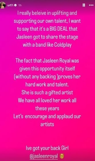 Urofi Javed has urged people to show support to Jasleen Royal