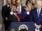 Pastor Lorenzo Sewell (L) of 180 Church in Detroit, Michigan, delivers a benediction as former US President Joe Biden (R) listens during US President Donald Trump�s inauguration as the 47th president of the United States in the rotunda of the United States Capitol in Washington, DC, on 20 January 2025. Trump takes office for his second non-consecutive term as the 47th president of the United States. (Photo by SHAWN THEW / POOL / AFP) Pastor Lorenzo Sewell (L) of 180 Church in Detroit, Michigan, delivers a benediction as former US President Joe Biden (R) listens during US President Donald Trump�s inauguration as the 47th president of the United States in the rotunda of the United States Capitol in Washington, DC, on 20 January 2025. Trump takes office for his second non-consecutive term as the 47th president of the United States. (Photo by SHAWN THEW / POOL / AFP)