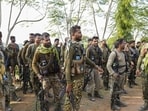 Security personnel after an encounter with Maoists, in Bijapur district of Chhattisgarh last week