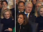 Hillary Clinton chuckled at Donald Trump's announcement during his inaugural address.