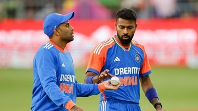 Ahead of the first T20I against England, Suryakumar Yadav opened up on his relationship with Hardik Pandya. (Photo by PHILL MAGAKOE / AFP) (AFP) Ahead of the first T20I against England, Suryakumar Yadav opened up on his relationship with Hardik Pandya. (Photo by PHILL MAGAKOE / AFP) (AFP)