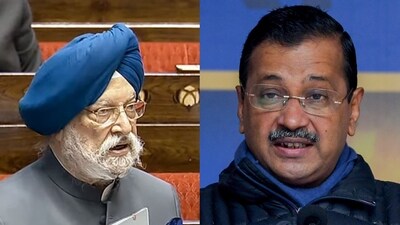 Union minister Hardeep Singh Puri and AAP convenor Arvind Kejriwal. Union minister Hardeep Singh Puri and AAP convenor Arvind Kejriwal.
