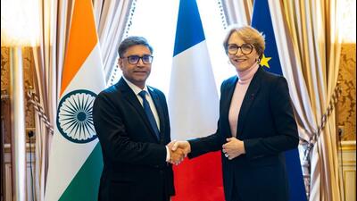 India and France reviewed progress in bilateral cooperation at a meeting between foreign secretary Vikram Misri and Anne-Marie Descôtes, the secretary-general of the French foreign ministry, in Paris, on Monday. (@MEAIndia) India and France reviewed progress in bilateral cooperation at a meeting between foreign secretary Vikram Misri and Anne-Marie Descôtes, the secretary-general of the French foreign ministry, in Paris, on Monday. (@MEAIndia)
