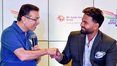 Kolkata: Lucknow Super Giants (LSG) owner Sanjiv Goenka with LSG captain for the IPL 2025 Rishabh Pant at an event, in Kolkata, Monday, Jan. 20, 2025. (PTI Photo)(PTI01_20_2025_000216A) (PTI) Kolkata: Lucknow Super Giants (LSG) owner Sanjiv Goenka with LSG captain for the IPL 2025 Rishabh Pant at an event, in Kolkata, Monday, Jan. 20, 2025. (PTI Photo)(PTI01_20_2025_000216A) (PTI)