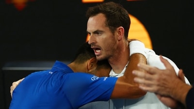 After the stellar win, Novak Djokovic went towards his coach Andy Murray and celebrated the hard-fought triumph which lasted about four hours. (REUTERS)