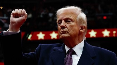 US President Donald Trump during the 60th presidential inauguration parade at Capital One Arena in Washington, DC, on Monday. (Bloomberg) US President Donald Trump during the 60th presidential inauguration parade at Capital One Arena in Washington, DC, on Monday. (Bloomberg)
