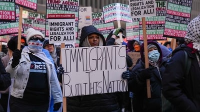 Right from his election campaign days, Donald Trump has stated that he will launch the biggest deportation plan to deal with immigrants in the very first days of his return to the White House. This move, already widely opposed, is also a key point of contention for the anti-Trump protestors. (AP) Right from his election campaign days, Donald Trump has stated that he will launch the biggest deportation plan to deal with immigrants in the very first days of his return to the White House. This move, already widely opposed, is also a key point of contention for the anti-Trump protestors. (AP)