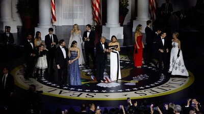 Vice President JD Vance, Usha Vance, Tiffany Trump, Michael Boulos, Melania Trump, President Donald Trump, Lara Trump, Eric Trump, Ivanka Trump and Jared Kushner at the Liberty Ball. (Getty Images via AFP) Vice President JD Vance, Usha Vance, Tiffany Trump, Michael Boulos, Melania Trump, President Donald Trump, Lara Trump, Eric Trump, Ivanka Trump and Jared Kushner at the Liberty Ball. (Getty Images via AFP)