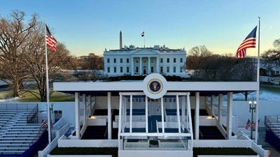 The empty viewing stand in front of the White House in Washington, DC. (AFP) The empty viewing stand in front of the White House in Washington, DC. (AFP)