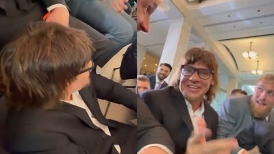 Theo Von went for his comical fall at Donald Trump's Inauguration on January 20, thanks to Logan Paul filming the epic moment. (X/Logan Paul) Theo Von went for his comical fall at Donald Trump's Inauguration on January 20, thanks to Logan Paul filming the epic moment. (X/Logan Paul)