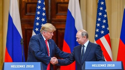 US President Donald Trump (L) and Russia's President Vladimir Putin shake hands before attending a joint press conference. (File image/AFP) US President Donald Trump (L) and Russia's President Vladimir Putin shake hands before attending a joint press conference. (File image/AFP)