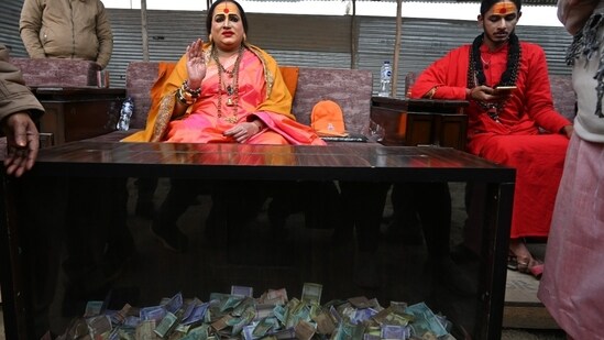 Lakshmi Narayan Tripathi Mahamandaleshwar of the Kinnar Akhada (Deepak Gupta/HT)