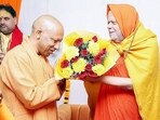 Uttar Pradesh Chief Minister Yogi Adityanath meets Puri Shankaracharya Swami Nischalananda Saraswati during the ongoing Maha Kumbh 2025, in Prayagraj on Sunday. Uttar Pradesh Chief Minister Yogi Adityanath meets Puri Shankaracharya Swami Nischalananda Saraswati during the ongoing Maha Kumbh 2025, in Prayagraj on Sunday.