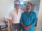 Saif Ali Khan with Bhajan Singh Rana before he was discharged from the hospital. Saif Ali Khan with Bhajan Singh Rana before he was discharged from the hospital.