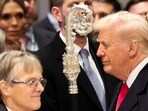 US President Donald Trump and Reverend Mariann Edgar Budde at the inaugural prayer service at the Washington National Cathedral. US President Donald Trump and Reverend Mariann Edgar Budde at the inaugural prayer service at the Washington National Cathedral.