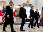 US Secretary of State Marco Rubio meets with Indian external affairs minister Dr. Subrahmanyam Jaishankar, Australian Foreign Minister Penny Wong, and Japanese Foreign Minister Iwaya Takeshi at the State Department in Washington.