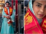 Priyanka Chopra embraces ethnic elegance in blue suit at Chilkur Balaji Temple. Priyanka Chopra embraces ethnic elegance in blue suit at Chilkur Balaji Temple.