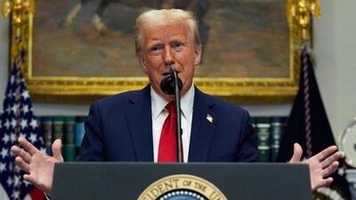 Donald Trump news live: President Donald Trump speaks in the Roosevelt Room of the White House (AP) Donald Trump news live: President Donald Trump speaks in the Roosevelt Room of the White House (AP)