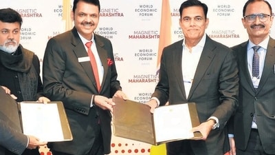 Chief minister Devendra Fadnavis, who is heading the state’s delegation in Davos, said the investments would boost Maharashtra’s industrial growth and sustainable development. (PTI) Chief minister Devendra Fadnavis, who is heading the state’s delegation in Davos, said the investments would boost Maharashtra’s industrial growth and sustainable development. (PTI)