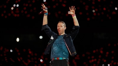British band Coldplay's Chris Martin performs during the band's 'Music Of The Spheres World Tour' at the D Y Patil Sports Stadium, in Navi Mumbai on January 18. (Kunal Patil/PTI) British band Coldplay's Chris Martin performs during the band's 'Music Of The Spheres World Tour' at the D Y Patil Sports Stadium, in Navi Mumbai on January 18. (Kunal Patil/PTI)