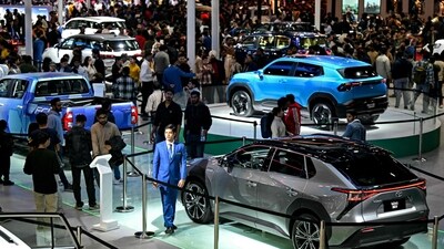 From January 17-22, people flocked to look at the various cars, bikes and other vehicles launched by brands across the world. The expo had more than 1,500 exhibits as per their website. (Money Sharma/AFP)