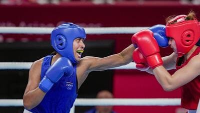 Lovlina Borgohain her quarter final match by a 4:1 split decision to Li Qian, the reigning Asian Games champion at the Paris Olympics (PTI) Lovlina Borgohain her quarter final match by a 4:1 split decision to Li Qian, the reigning Asian Games champion at the Paris Olympics (PTI)