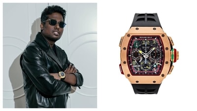 Atlee's Richard Mille watch has a rose gold and black design. (Instagram/ Atlee and Richard Mille) Atlee's Richard Mille watch has a rose gold and black design. (Instagram/ Atlee and Richard Mille)