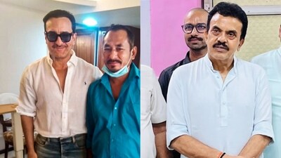 Bollywood actor Saif Ali Khan with auto-rickshaw driver Bhajan Singh Rana, who rushed him to the hospital (L), and Shiv Sena leader Sanjay Nirupam (R). Bollywood actor Saif Ali Khan with auto-rickshaw driver Bhajan Singh Rana, who rushed him to the hospital (L), and Shiv Sena leader Sanjay Nirupam (R).