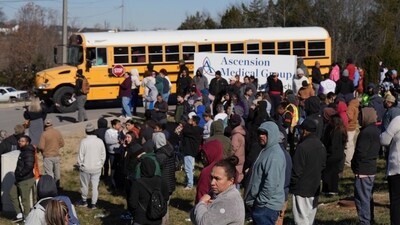 A school bus arrives at a unification site following a shooting at the Antioch High School in Nashville, Tenn., Wednesday, Jan. 22, 2025. (AP Photo/George Walker IV) (AP) A school bus arrives at a unification site following a shooting at the Antioch High School in Nashville, Tenn., Wednesday, Jan. 22, 2025. (AP Photo/George Walker IV) (AP)