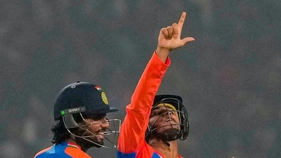 Abhishek eventually fell for 79 off 34 balls, his innings punctuated by five fours and eight sixes, (PTI) Abhishek eventually fell for 79 off 34 balls, his innings punctuated by five fours and eight sixes, (PTI)