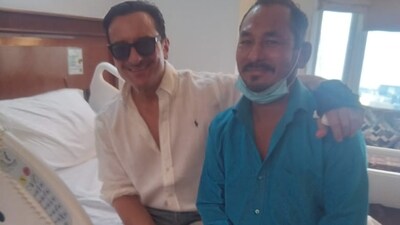 Saif Ali Khan with auto-rickshaw driver Bhajan Singh Rana.
