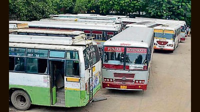 The Ludhiana depot has a fleet of 50 Punjab Roadways buses, 55 Punbus buses and four luxury volvo vehicles (HT Photo) The Ludhiana depot has a fleet of 50 Punjab Roadways buses, 55 Punbus buses and four luxury volvo vehicles (HT Photo)