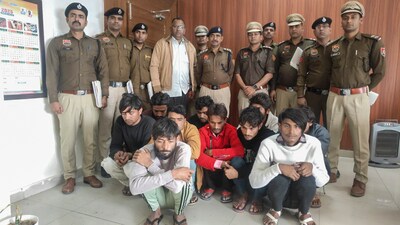 The accused in the custody of Nuh police on Wednesday. (HT photo)