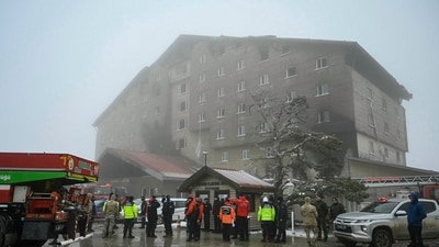 Turkish emergency personnel operate on the aftermath of a fire that broke out at the Grand Kartal Hotel in the Kartalkaya Ski Resort in Bolu. (AFP) Turkish emergency personnel operate on the aftermath of a fire that broke out at the Grand Kartal Hotel in the Kartalkaya Ski Resort in Bolu. (AFP)