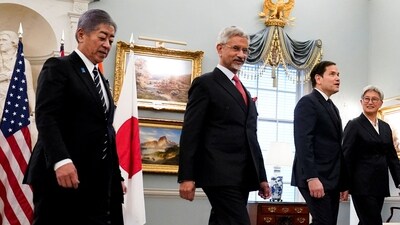 US Secretary of State Marco Rubio meets with Indian external affairs minister Dr. Subrahmanyam Jaishankar, Australian Foreign Minister Penny Wong, and Japanese Foreign Minister Iwaya Takeshi at the State Department in Washington. (REUTERS)