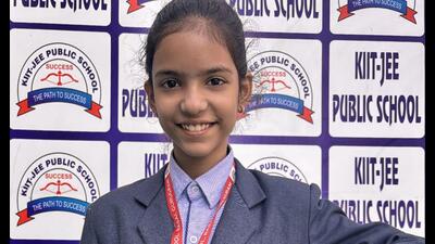 Yashika Rohilla, a Class 6 student from KIIT Jee Public School, has secured a place in the India Book of Amazing Records, in Gurugram. (HT PHOTO) Yashika Rohilla, a Class 6 student from KIIT Jee Public School, has secured a place in the India Book of Amazing Records, in Gurugram. (HT PHOTO)