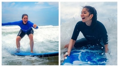 Sara Tendulkar took on the waves with great enthusiasm. (PC: Instagram) Sara Tendulkar took on the waves with great enthusiasm. (PC: Instagram)