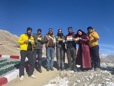 Travel blogger Deepanshu Soni (third from right) at the Indo-China border in Himachal Pradesh’s Lahaul Spiti district with his group of friends Travel blogger Deepanshu Soni (third from right) at the Indo-China border in Himachal Pradesh’s Lahaul Spiti district with his group of friends