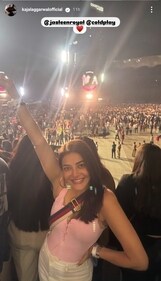 A screen grab of Kajal Aggarwal's Instagram stories. A screen grab of Kajal Aggarwal's Instagram stories.