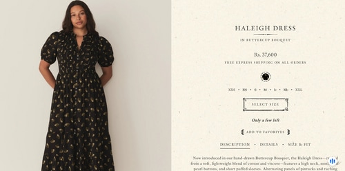 Dakota Johnson's black floral dress costs  ₹37,600. (www.shopdoen.com)
