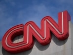 Signage is seen at the CNN Center in Atlanta on April 21, 2022.