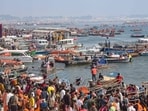 Devotees at Sangam during the Maha Kumbh Mela 2025, in Prayagraj. Devotees at Sangam during the Maha Kumbh Mela 2025, in Prayagraj.