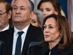 Former Vice President Kamala Harris, right, and Doug Emhoff listen as President Donald Trump's speech during his presidential inauguration. Former Vice President Kamala Harris, right, and Doug Emhoff listen as President Donald Trump's speech during his presidential inauguration.
