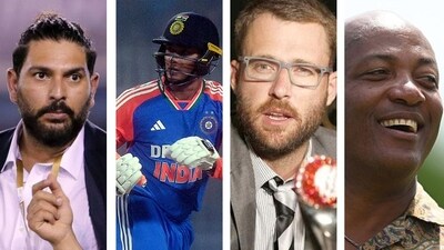 Abhishek Sharma paid tribute to some cricket legends. Abhishek Sharma paid tribute to some cricket legends.
